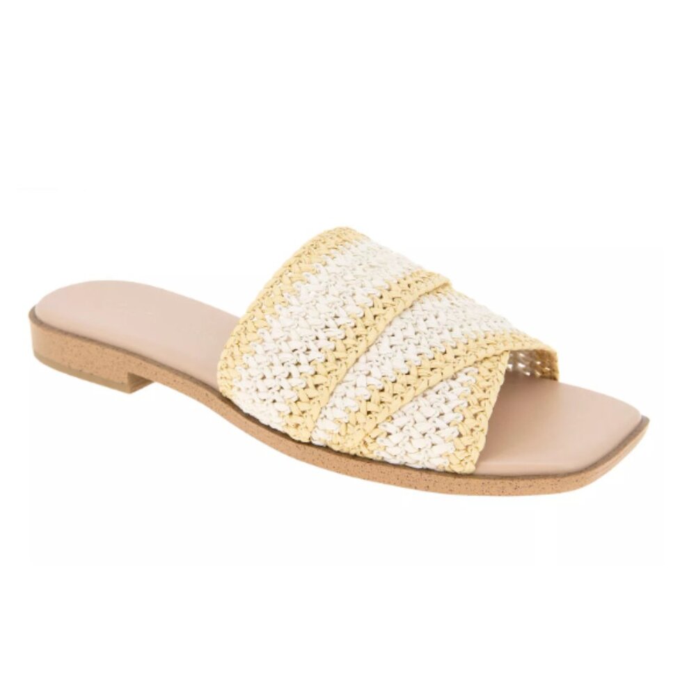 BCBGeneration Lileen Slip-On Woven Raffia Flat Sandals Size 7.5 NWT